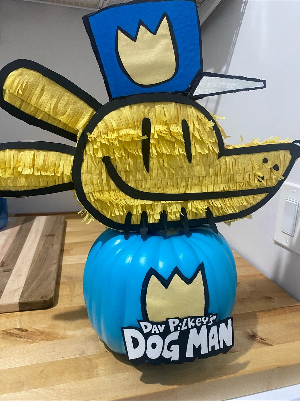 Home made Inspired Dog Man Decorated Pumpkin 💙